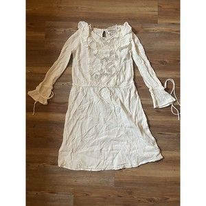 Antik Batik Cream Ivory Embellished Floral Melly Dress Small